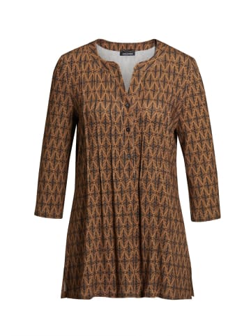 GOLDNER Figurschmeichelndes Drucktunika-Shirt in schwarz / milchkaffee