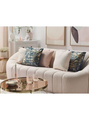 Beliani 2er-Set Dekokissen GARDENIA in Blau/Gold
