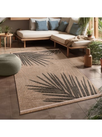 KADIMA DESIGN Outdoor Teppich Blätter Balkon, Terrasse in Beige