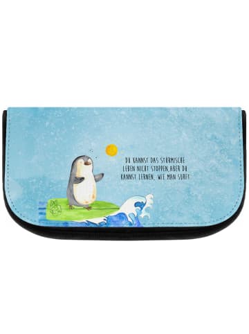 Mr. & Mrs. Panda Kosmetiktasche Pinguin Surfer mit Spruch in Eisblau