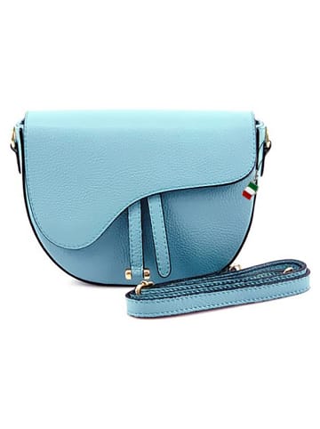 Florence Florence Schultertasche, Umhängetasche Leder hellblau ca. 22cm