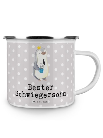 Mr. & Mrs. Panda Emaille Tasse Pinguin Bester Schwiegersohn mit ... in Grau Pastell