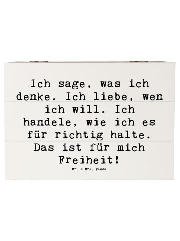 Mr. & Mrs. Panda Holzkiste Spruch Freiheit Leben mit Spruch in Weiß