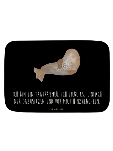 Mr. & Mrs. Panda Fußmatte Bad Robbe Lachen mit Spruch in Schwarz