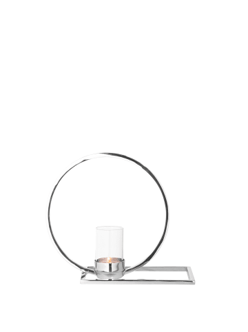 Fink Leuchter "Libera" mit Glas in Silber - H. 22 cm - B. 11 cm