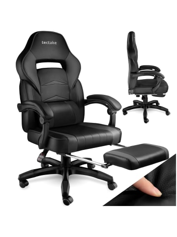 tectake Gaming-Sessel, Lendenkissen, Belastbarkeit 120 kg, Kunstlederbezug