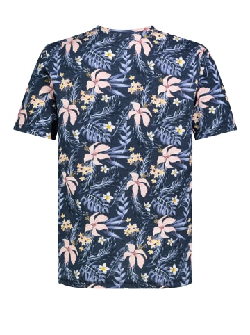 Eight2Nine Bequemes Kurzarm-T-Shirt Blumenmuster Casual in Blau-2