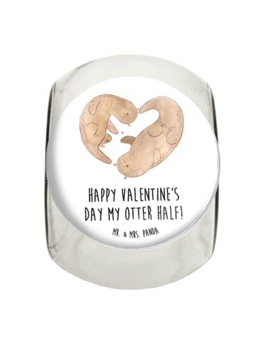 Mr. & Mrs. Panda Bonbonglas Otter Valentine mit Spruch in Weiß