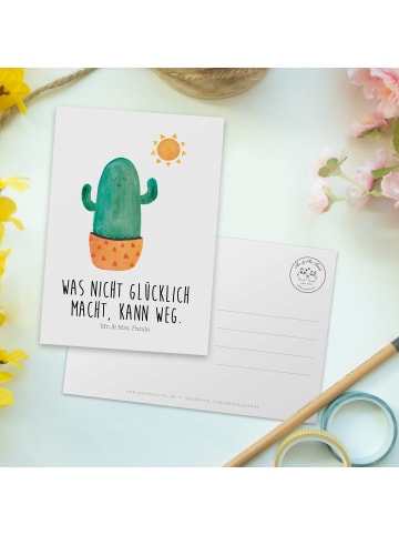 Mr. & Mrs. Panda Postkarte Kaktus Sonne mit Spruch in Weiß