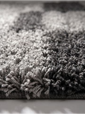 KADIMA DESIGN Teppich Hochflor Shaggy Waschbar Karo WERFEN Strapazierfähig in Grau