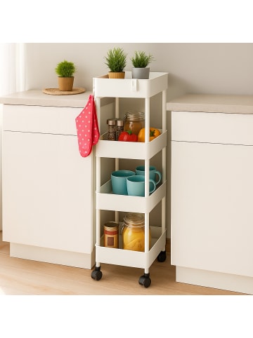 relaxdays Rollwagen in Weiß - (B)40 x (H)93 x (T)22 cm