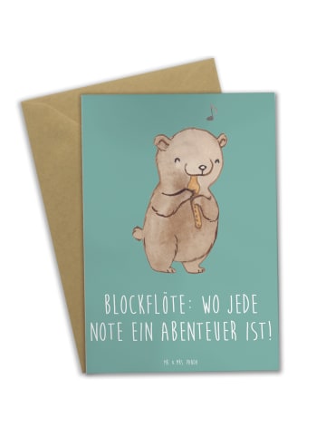 Mr. & Mrs. Panda Grußkarte Abenteuer Blockflöte mit Spruch in Meeresbrise