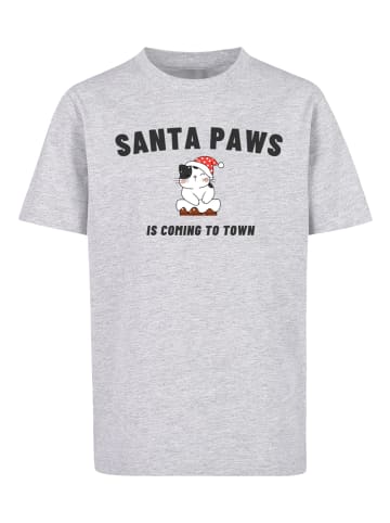 F4NT4STIC T-Shirt Santa Paws Christmas Cat in grau meliert