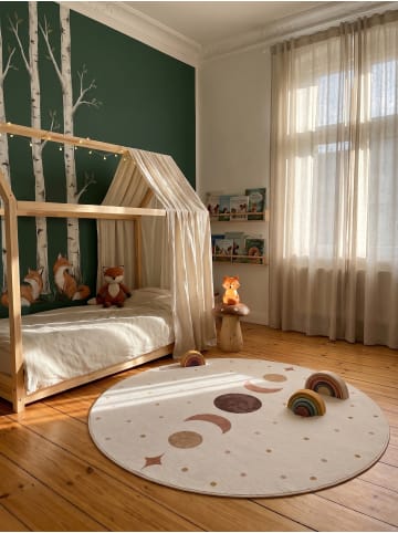 KADIMA DESIGN Flachgewebeteppich Art-Déco Bögen Retro Waschbar in Creme