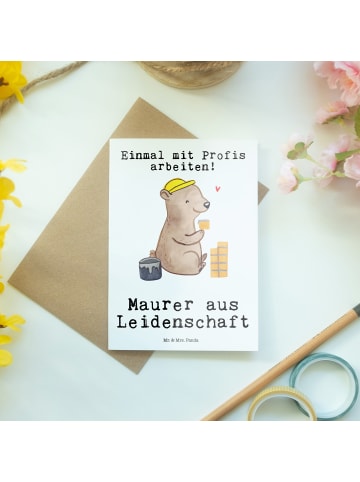 Mr. & Mrs. Panda Babykarte Maurer Leidenschaft mit Spruch in Weiß