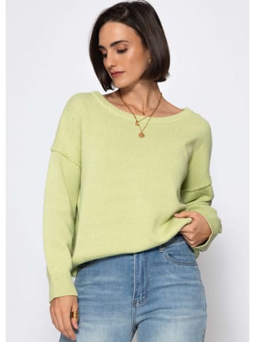 SASSYCLASSY Oversize Baumwoll-Pullover mit Rückennaht in Hellgrün