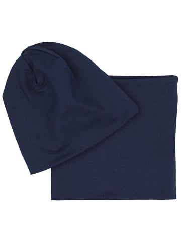 TupTam Unisex Set Kinder Beanie Mütze Schlauchschal in dunkelblau