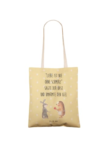 Mr. & Mrs. Panda Tote Bag Hase Igel mit Spruch in Gelb Pastell