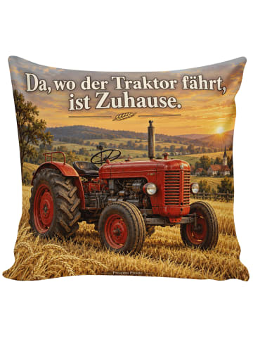 Mr. & Mrs. Panda Kissen 40x40 Traktor rustikal Design mit Spruch in Weiß