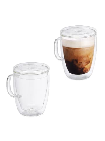 relaxdays 2er Kaffeegläser Set in Transparent - 500 ml