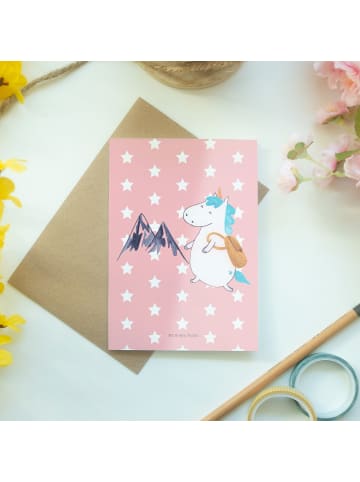 Mr. & Mrs. Panda babykarte Einhorn Bergsteiger ohne Spruch in Rot Pastell