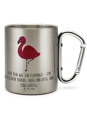 Mr. & Mrs. Panda Edelstahlbecher Flamingo Classic mit Spruch in Silber