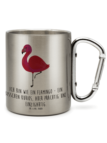 Mr. & Mrs. Panda Thermobecher Flamingo Classic mit Spruch in Silber