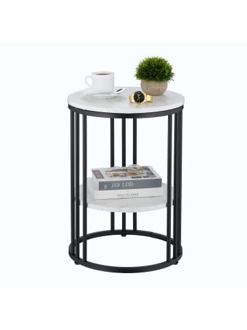 relaxdays Beistelltisch in Weiß/ Schwarz - (H)56 x ø 40 cm