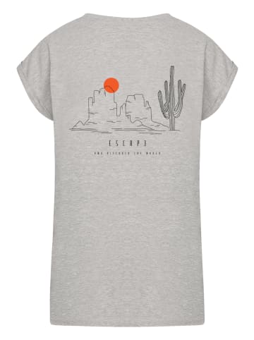 F4NT4STIC Extended Shoulder T-Shirt Escape Discover the World Savannah in grau meliert