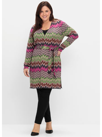 sheego by Joe Browns Longstrickjacke in beere-gemustert