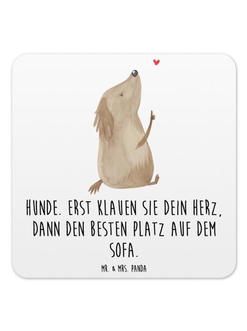 Mr. & Mrs. Panda Untersetzer Set Hund Liebe mit Spruch in Weiß