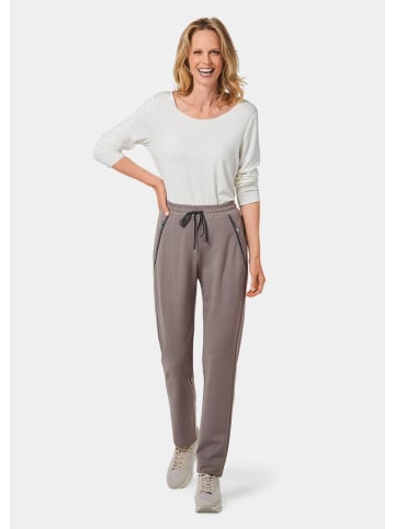 GOLDNER Elegante Joggpants SARA, hoher Bund in graugrün