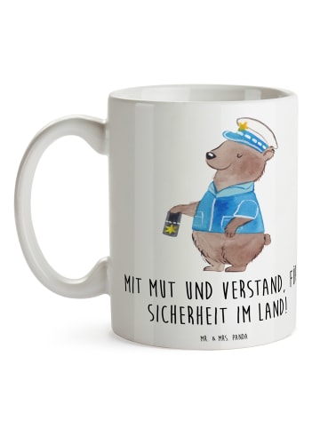 Mr. & Mrs. Panda Kaffeebecher Polizist Mut Verstand mit Spruch in Weiß