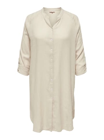 ONLY Carmakoma Leinen Blusenkleid Plus Size Basic Long Shirt Dress in Sand