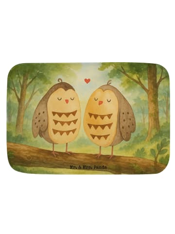 Mr. & Mrs. Panda Badematte Eulen Liebe Design ohne Spruch in Weiß