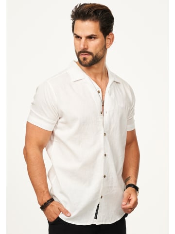 behype Kurzarmhemd - aus Leinen Sommerhemd im Regular-Fit in Weiß