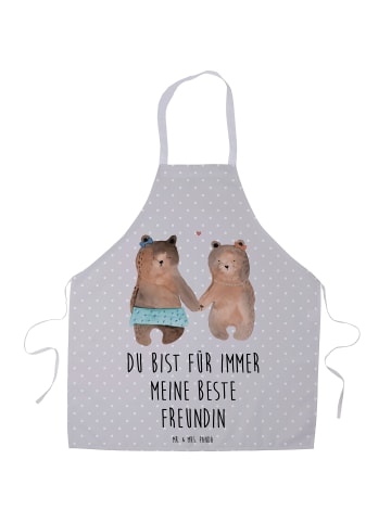 Mr. & Mrs. Panda Schürze Bär Freundin mit Spruch in Grau Pastell