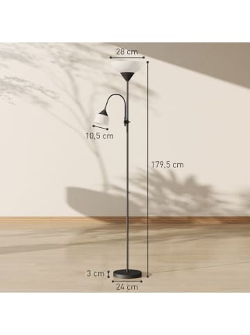 HOMCOM Stehlampe-43,5L x 26,5B x 169H cm-Rustikal-Braun