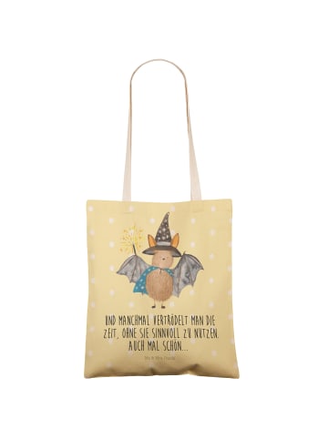 Mr. & Mrs. Panda Tote Bag Fledermaus Zauberer mit Spruch in Gelb Pastell