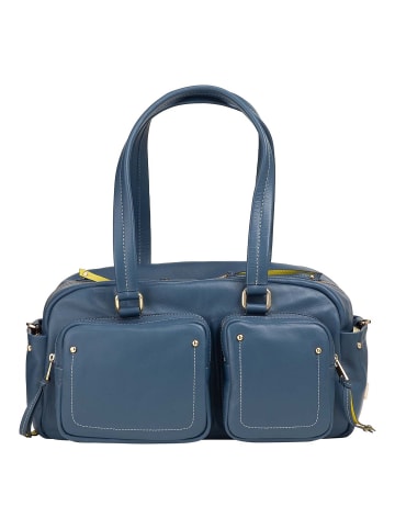 DuDu Pocket Schultertasche Leder 33 cm in denim blue