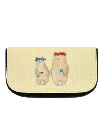 Mr. & Mrs. Panda Kulturbeutel Bären mit Blumenkranz ohne Spruch in Gelb Pastell