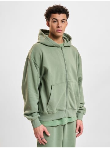 DEF Zip-Kapuzenpullover in green washed