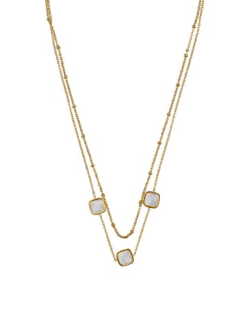 ANELY Layering Halskette mit Perlmutt Stein Anhänger Modeschmuck in Gold