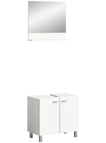 xonox.home Waschbeckenunterschrank + Spiegel in weiß/weiß - (B) 57 x (H) 186 x (T) 33