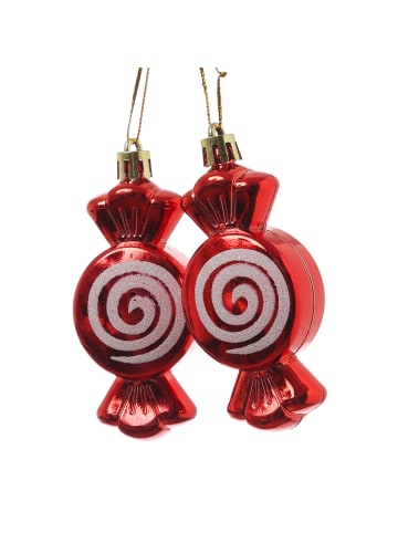 MARELIDA 2er Set Weihnachtsbaumschmuck Bonbon Weihnachtsdeko H: 8cm in rot