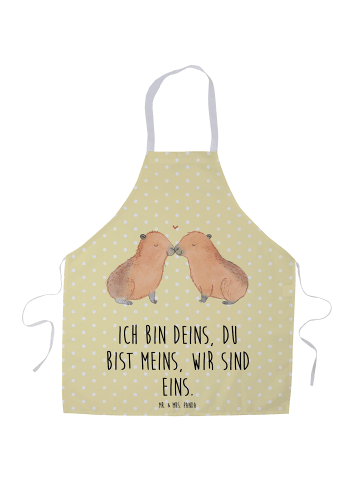 Mr. & Mrs. Panda Grill Schürze Capybara Liebe mit Spruch in Gelb Pastell