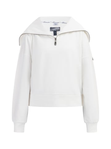DreiMaster Vintage Damen Oversize Troyer-Sweater in Wollweiss