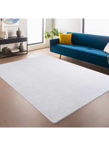 KADIMA DESIGN Teppich Kurzflor Unifarben Polyester Antirutsch Wohnzimmer in Weiß