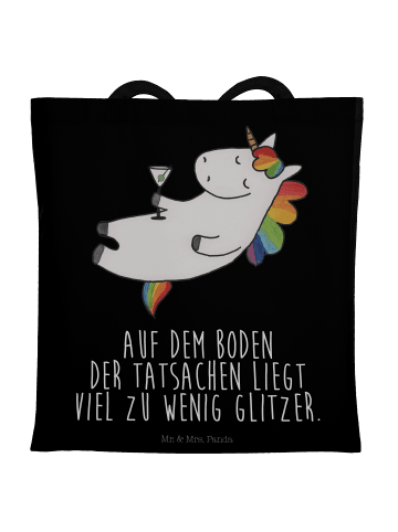 Mr. & Mrs. Panda Jutetasche Einhorn Blümchentail mit Spruch in Schwarz