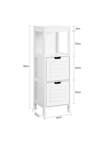 SoBuy Toilettenkabinett in Mattweiß - (W) 30 x (H) 90 x (L) 30 cm